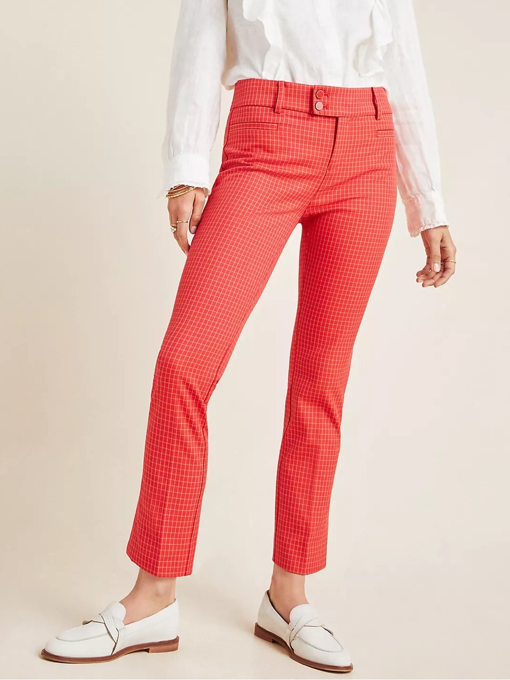 Anthropologie The Essential Slim Trousers Pants Trouser Orange Red Women’s‎ 4
